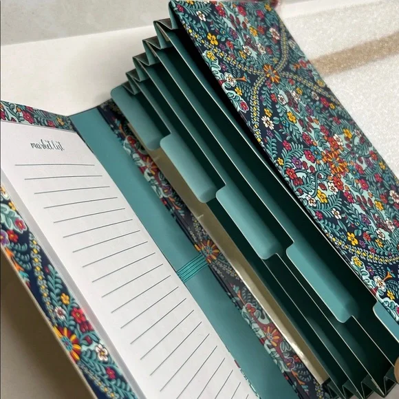 Vera Bradley Kaleidoscope Navy Blue Market Coupon Organizer With Notepad - Picture 8 of 10